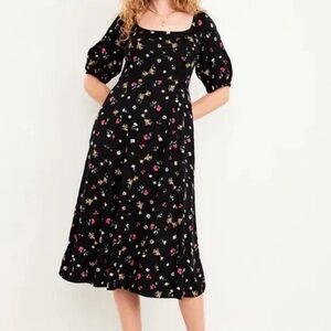 NWT Old Navy Black Floral Midi Dress